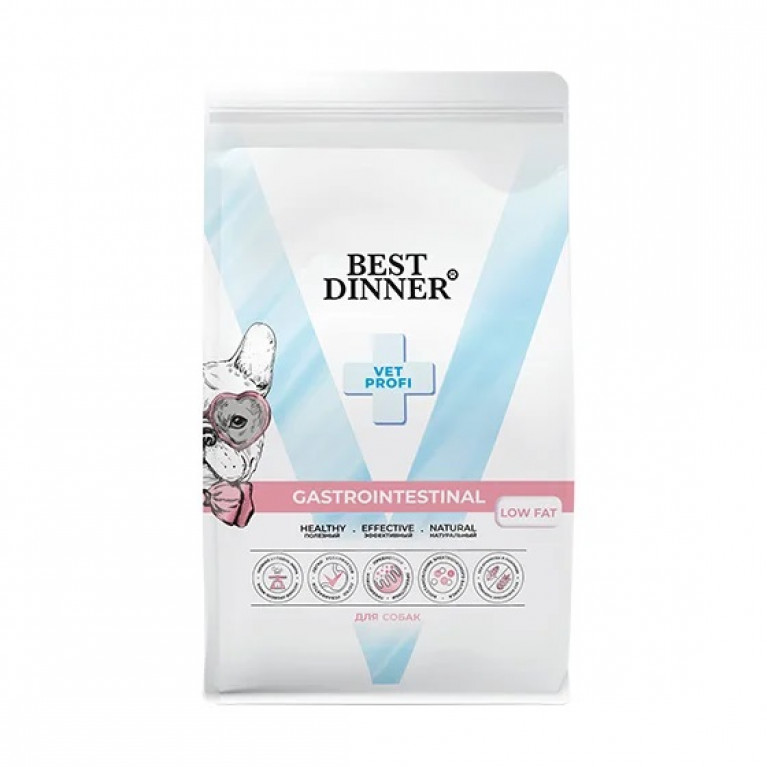 Best Dinner Vet Profi Gastrointestinal Low Fat Сухой легкоусваиваемый сухой корм для взрослых собак всех пород при нарушениях пищеварения 